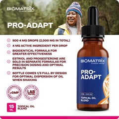 BioMatrix Progesterone oil drop close-up showing silky texture