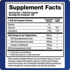 Burp-free BioMatrix omega-3 softgels in a bottle for daily use.