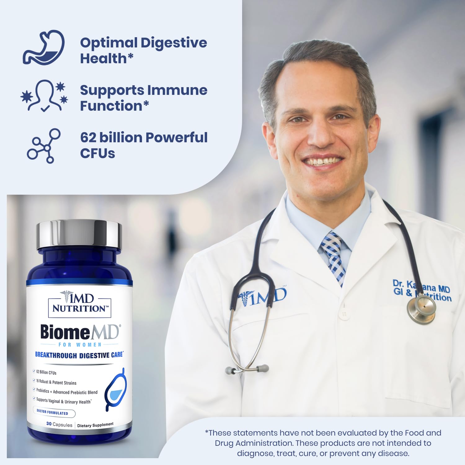 BiomeMD Probiotics for Women label closeup reveals multi-strain formula