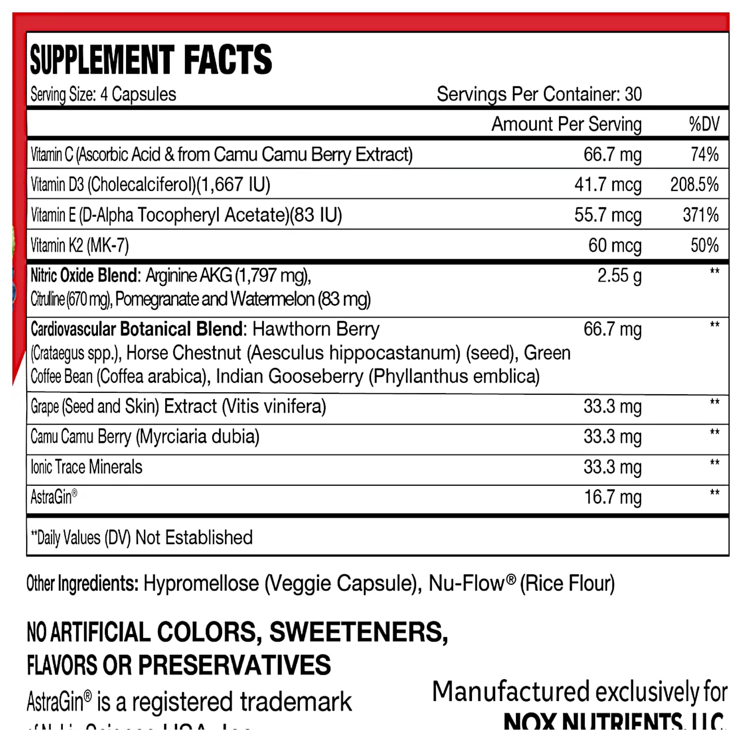 Bionox Potent Nitric Oxide Capsules bottle side view for on-the-go energy