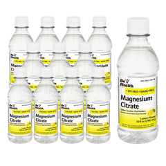 Be Health Magnesium Citrate bottle on shelf, supports occasional bowel comfort.