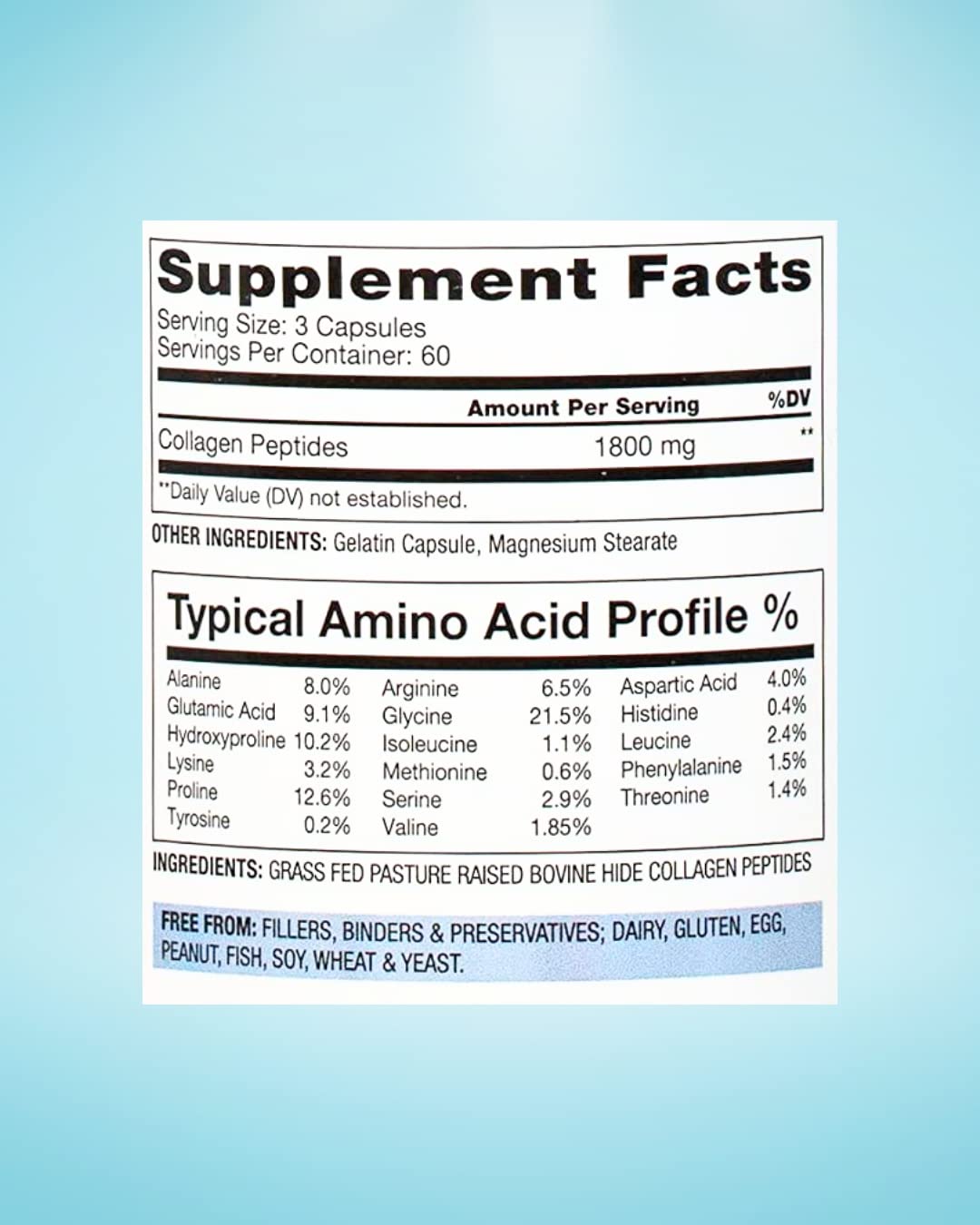 BioOptimal Collagen Capsules close-up pills, double hydrolyzed for absorption.