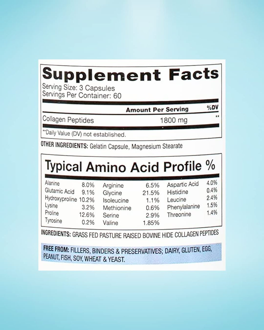 BioOptimal Collagen Capsules close-up pills, double hydrolyzed for absorption.