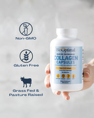 BioOptimal Collagen Capsules third-party tested seal indicating purity.