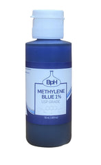 Biopharm Methylene Blue 1% bottle close-up showing USP purity.