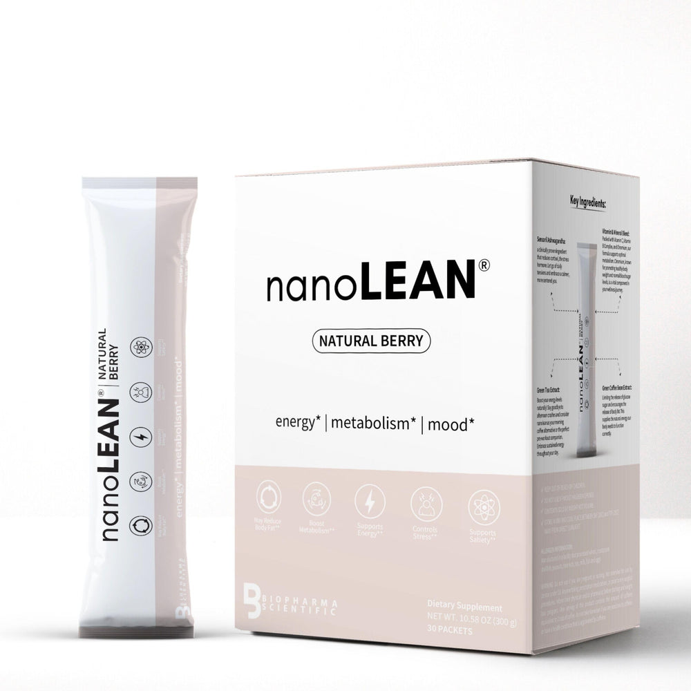 Biopharma Nanolean ashwagandha root illustration indicating mood balance support.