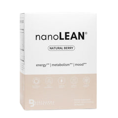 Biopharma Nanolean natural berry flavor bottle highlights metabolism-friendly energy.
