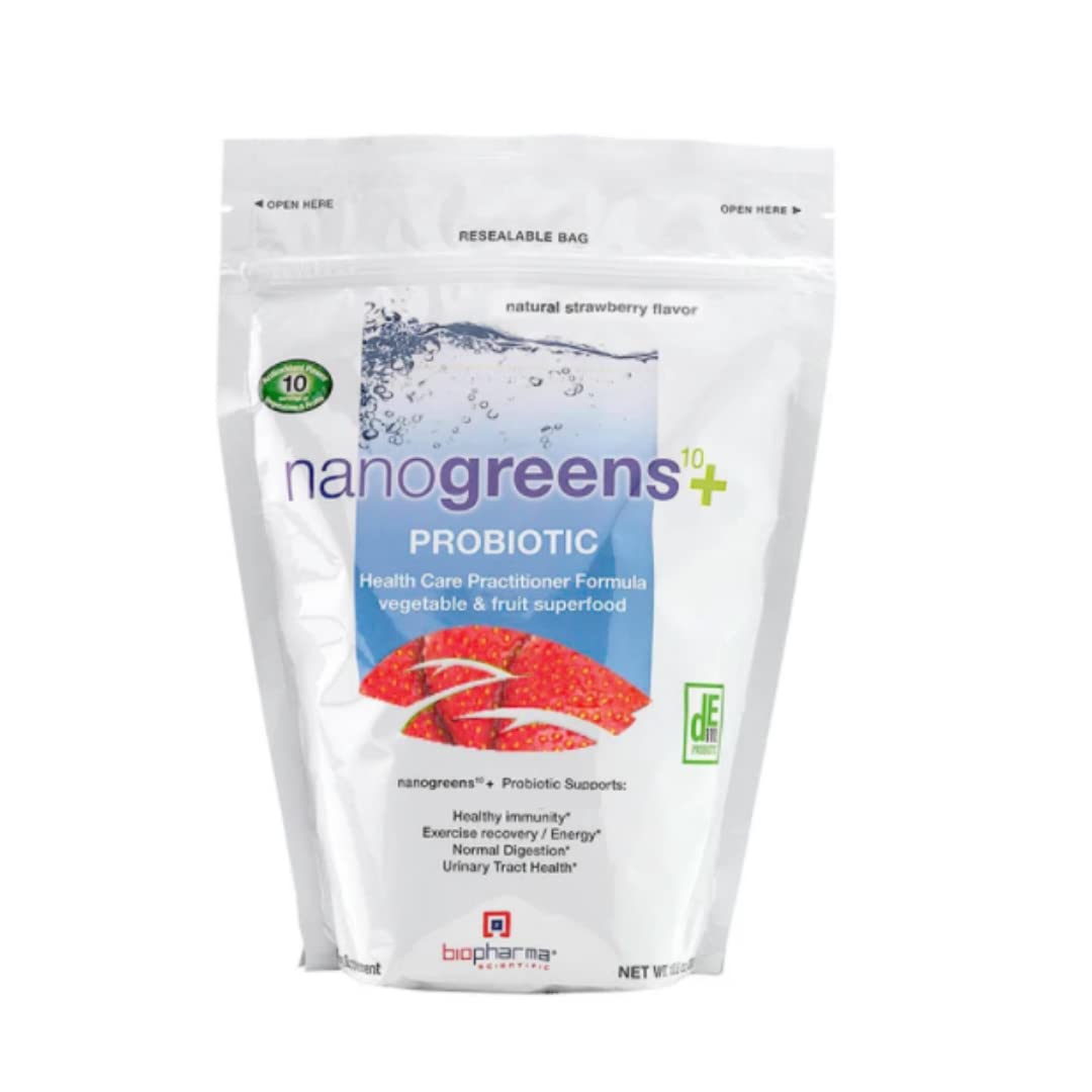 Biopharma Scientific Nanogreens+Probiotic bottle with greens powder for daily energy