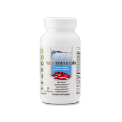 Biopharma Scientific NanoMinerals bottle cap close-up highlighting chelated minerals for better absorption.