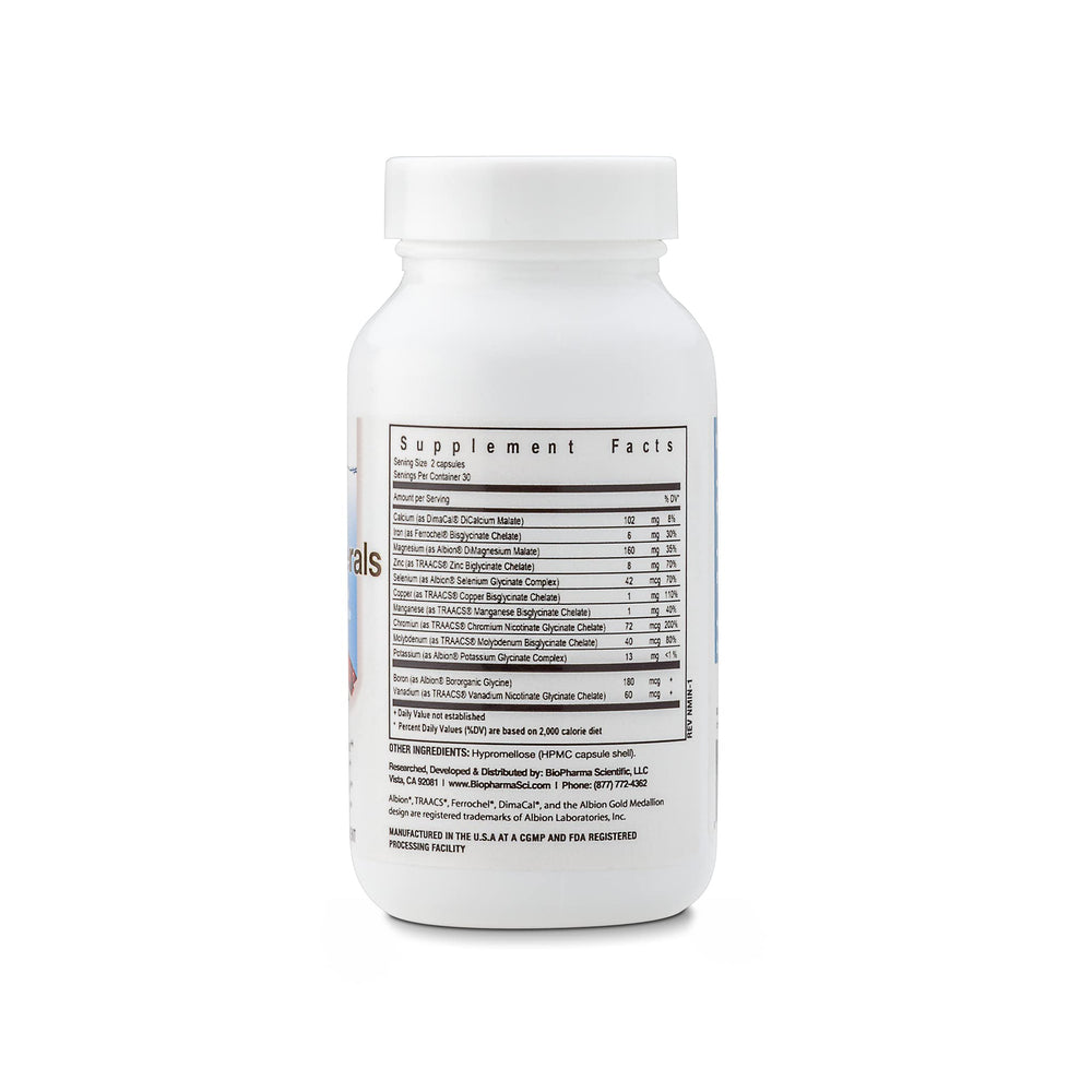 NanoMinerals capsules in bottle illustrate complete multi-mineral support for daily health.