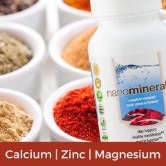 Biopharma Scientific NanoMinerals capsules stacked imply a simple two-per-day dose.