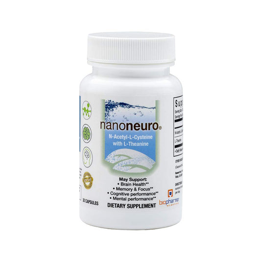 Biopharma Scientific NanoNeuro bottle front for daily brain support