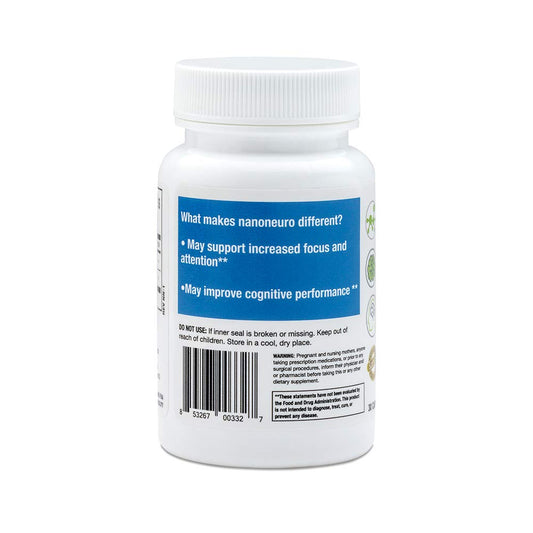 NanoNeuro capsules closeup showing NAC and L-Theanine blend