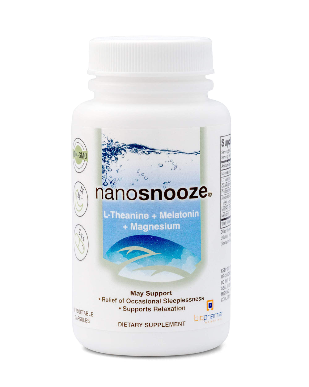 Biopharma Scientific NanoSnooze bottle being poured for a calm night