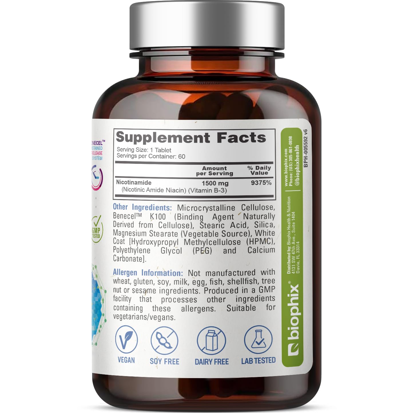 Biophix B-3 nicotinamide bottle displayed for daily supplement routine