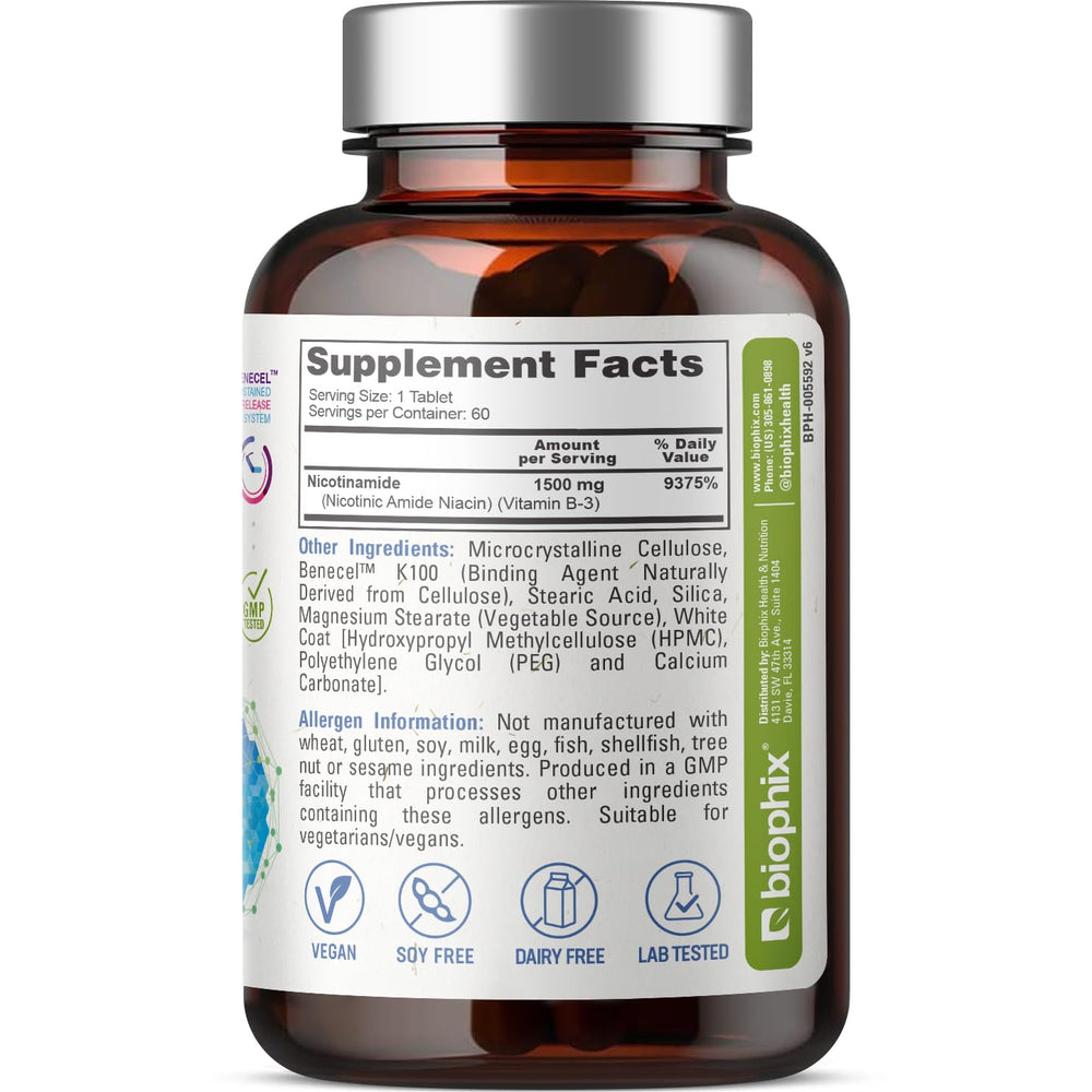 Biophix B-3 nicotinamide bottle displayed for daily supplement routine