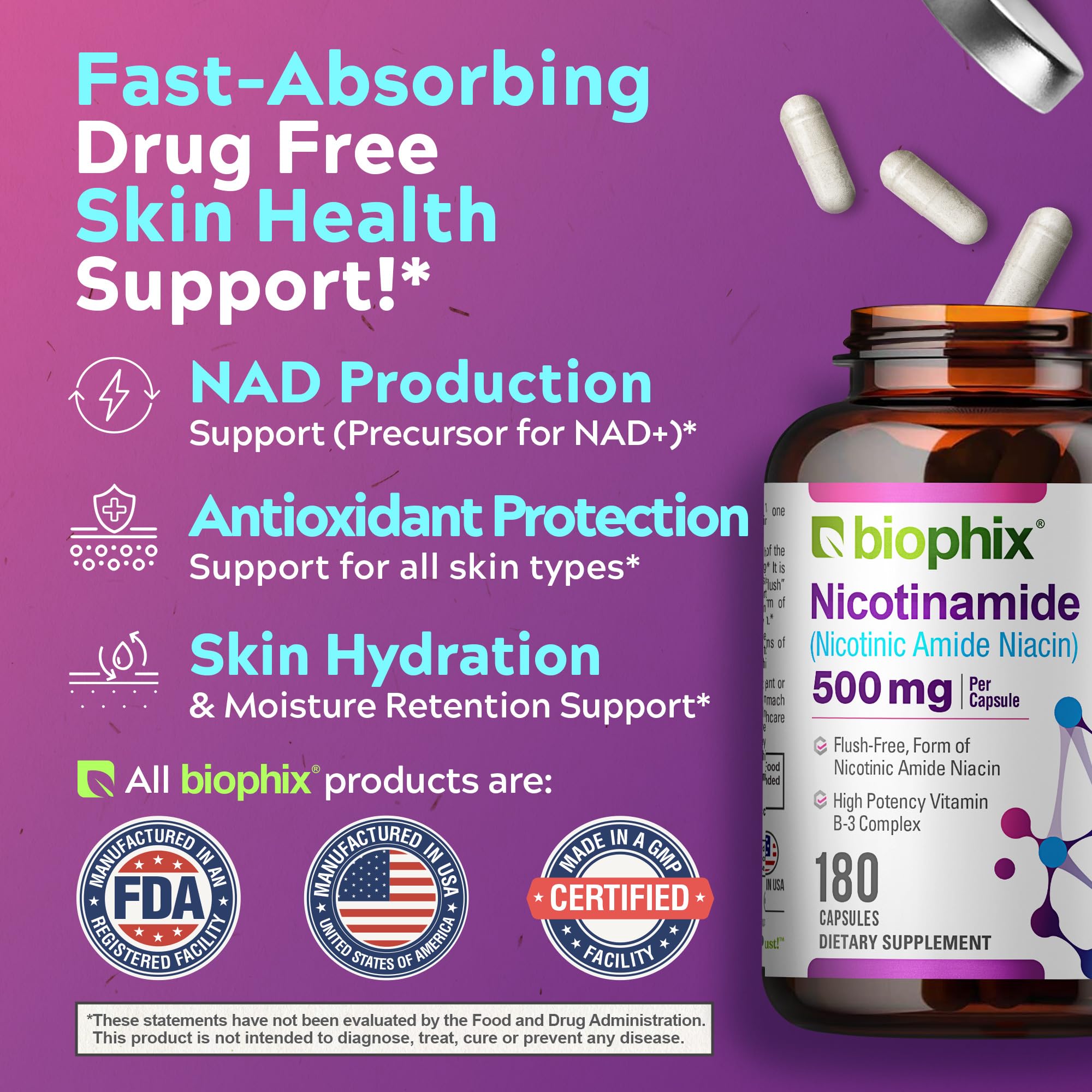 Biophix B-3 supplement facts panel illustrating product details