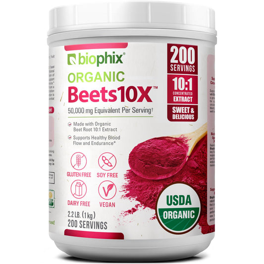 Biophix Beets10X bottle with beet root powder for convenient daily smoothies