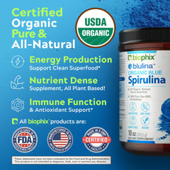Biophix Blue Spirulina powder scoop ready for easy dosing