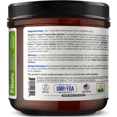 Biophix blue spirulina powder provides 170 servings per jar.