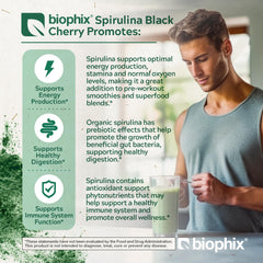 Biophix Cherry-Flavored Spirulina Powder Scoop for easy, protein-rich servings