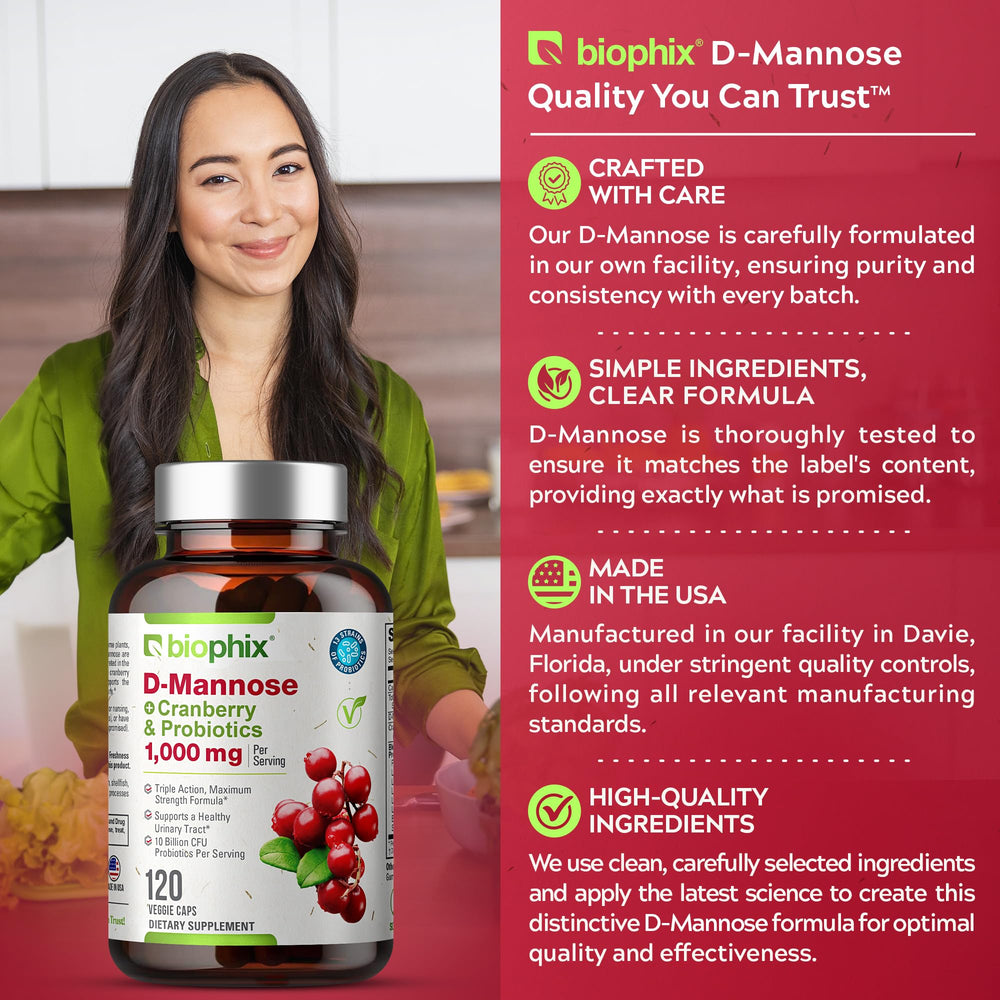 Biophix D-Mannose 1000mg capsules kidney health focus.