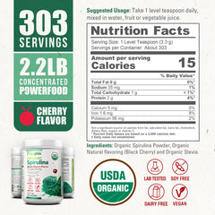 Biophix Organic Cherry Spirulina Jar Label highlights organic quality for clean nutrition