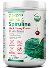 Biophix Organic Cherry Spirulina Powder bottle showcases pure flavor for daily smoothies