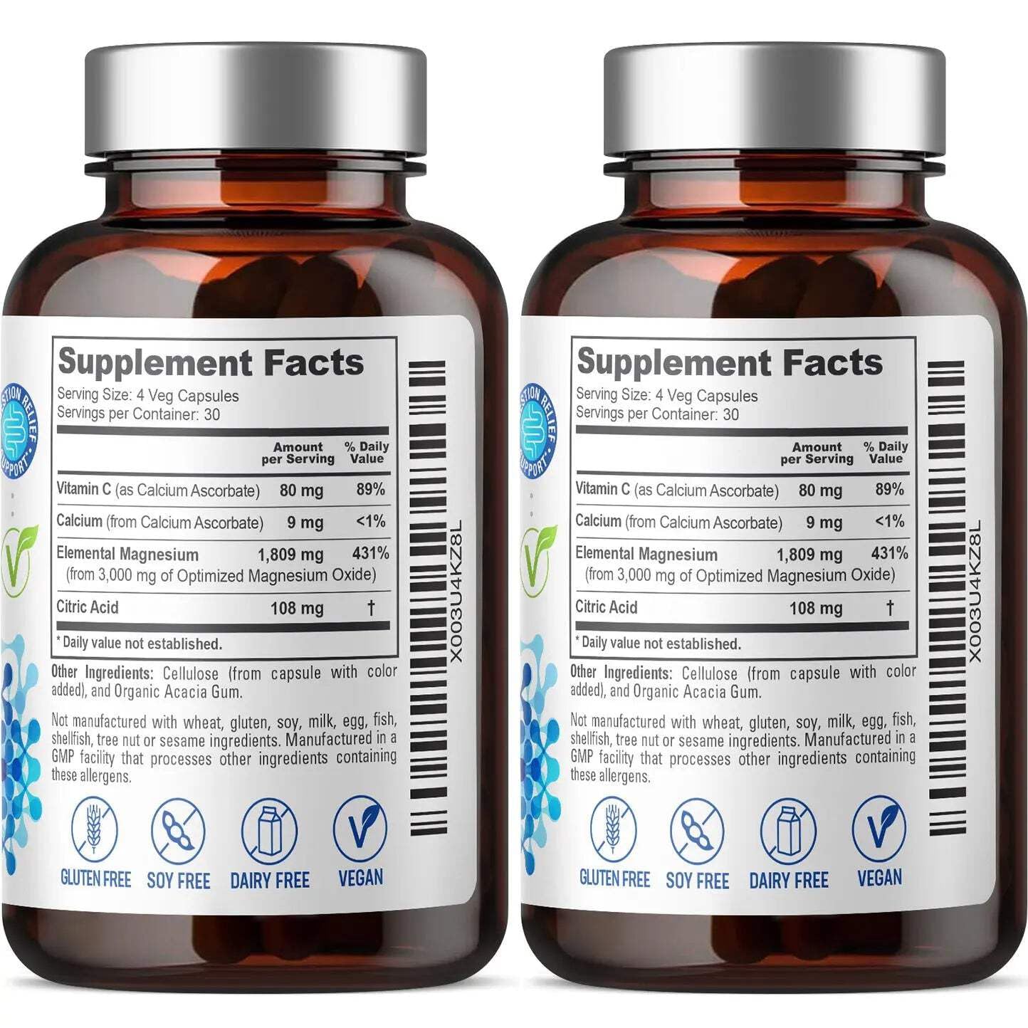 Biophix Oxy-Lax bottle side showing directions for bedtime use.