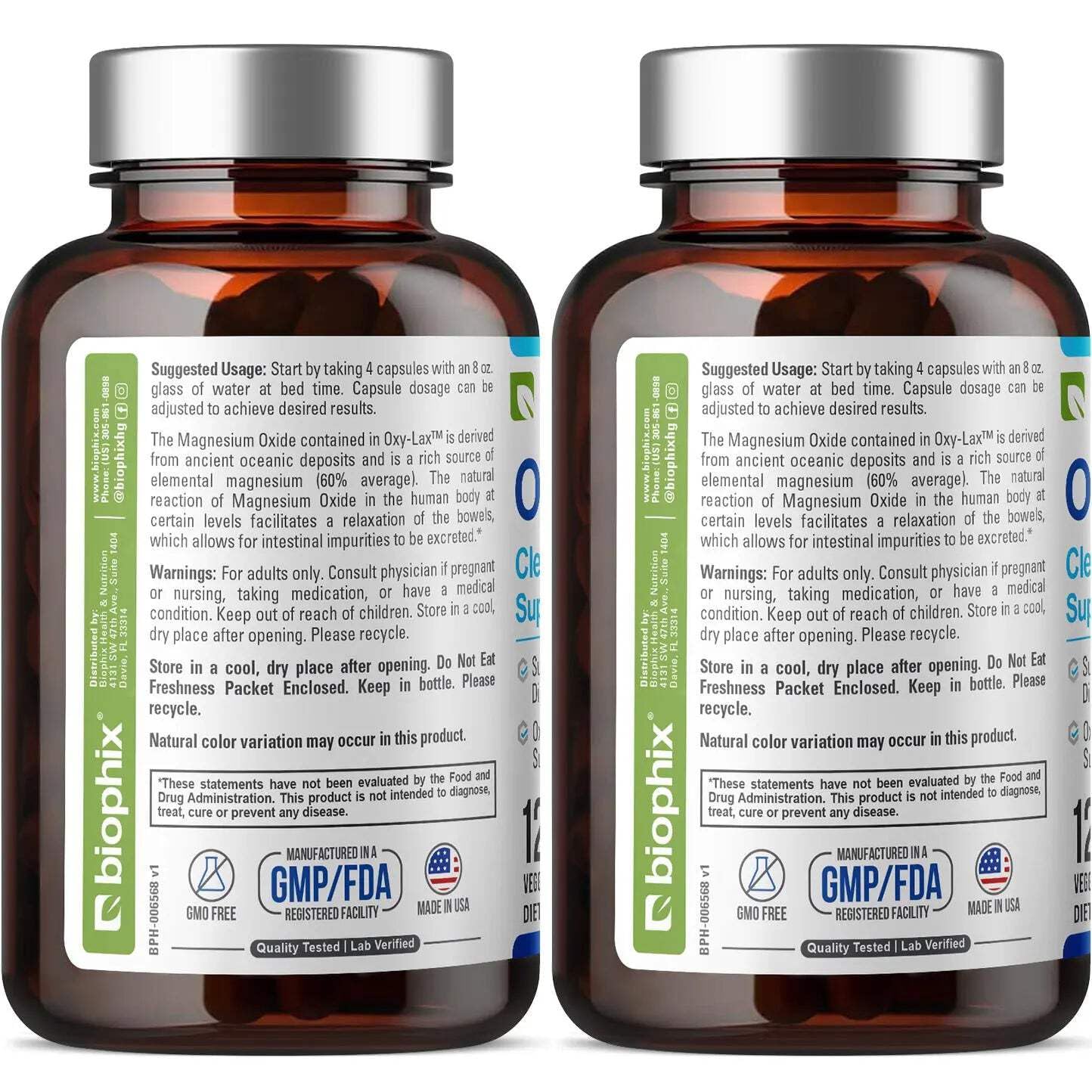 Biophix Oxy-Lax vegetarian capsules ready for daily use.