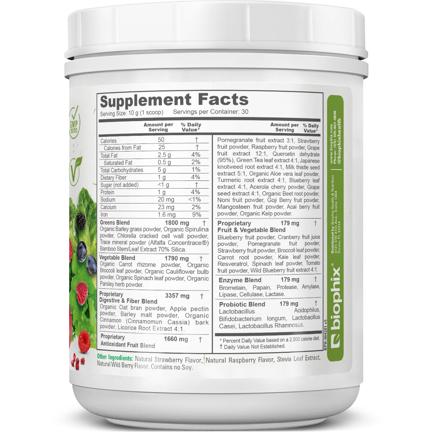 Biophix Phytoberry Greens scoop for easy daily gut-friendly nutrition