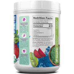 Biophix SpiruBeets spirulina detail highlights phytonutrients and protein potential.