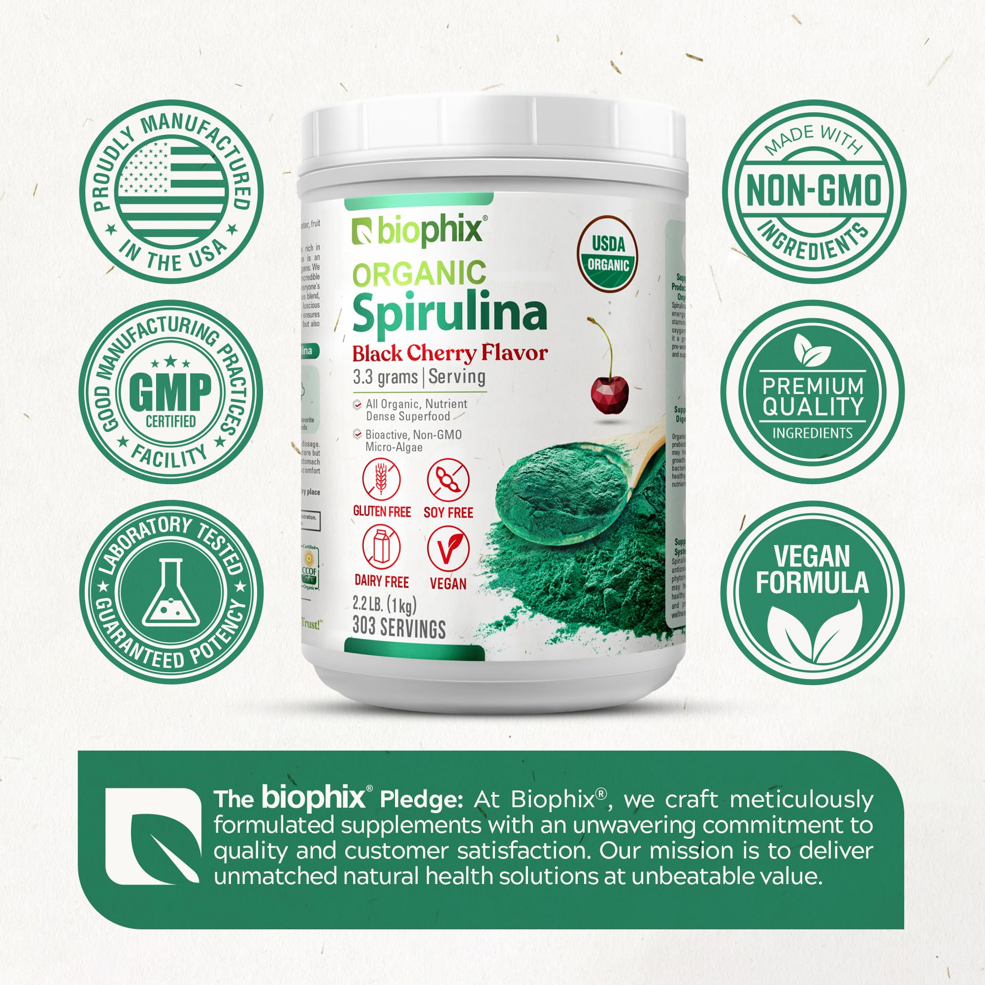Biophix Spirulina Powder in a Bowl with toppings for a protein-boosting breakfast