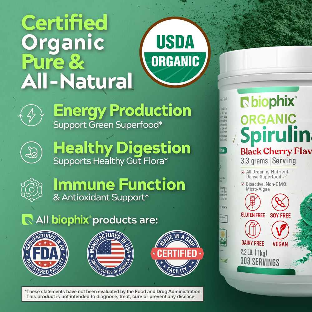 Biophix Spirulina Powder Dispensing scene for quick beverage boosts