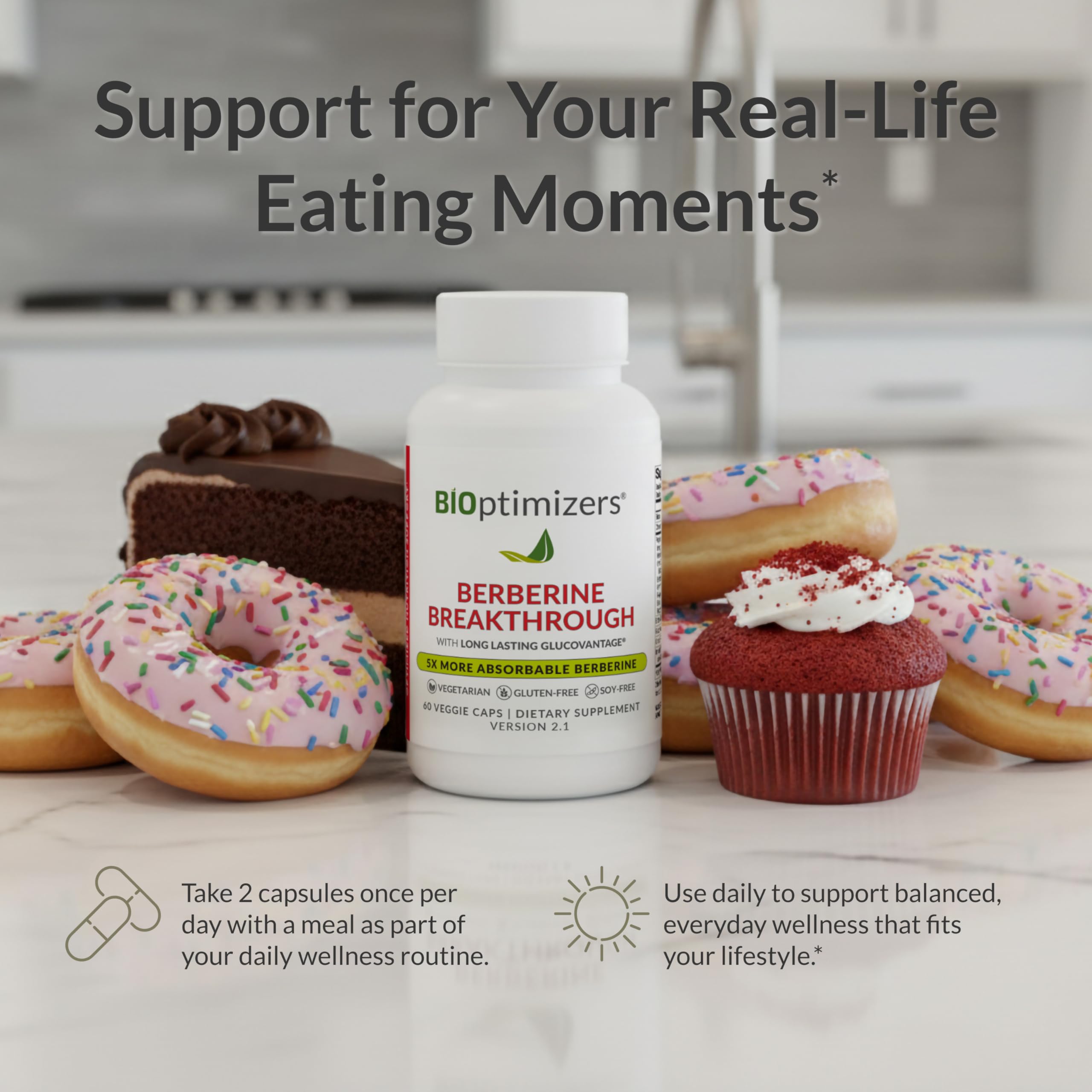 BIOptimizers Berberine Breakthrough capsules close-up showcasing plant-based formulation