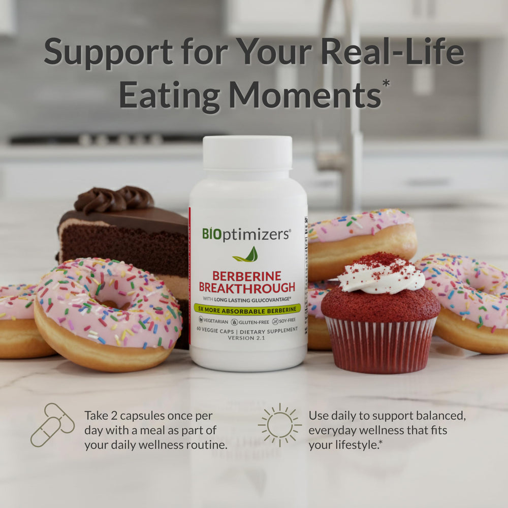 BIOptimizers Berberine Breakthrough capsules close-up showcasing plant-based formulation