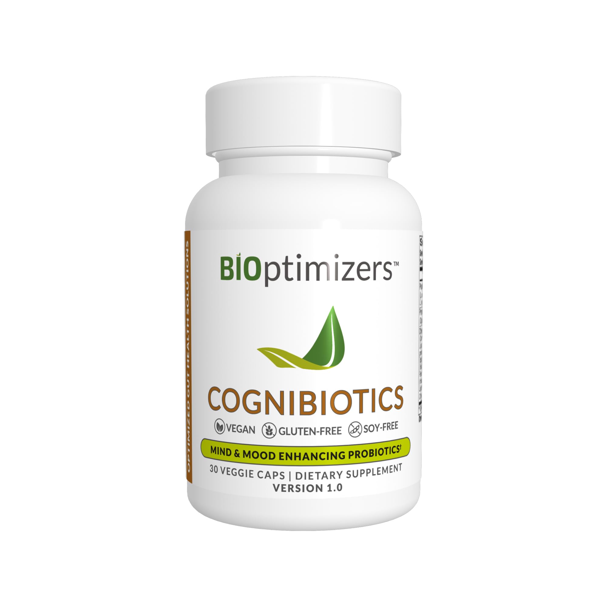 BIOptimizers Cognibiotics bottle front highlighting mood support and clarity benefits