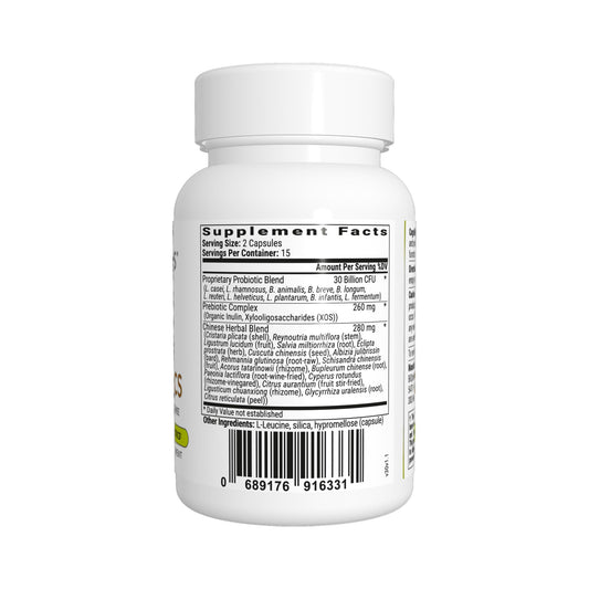 BIOptimizers Cognibiotics bottle label closeup emphasizing probiotic blend for brain function