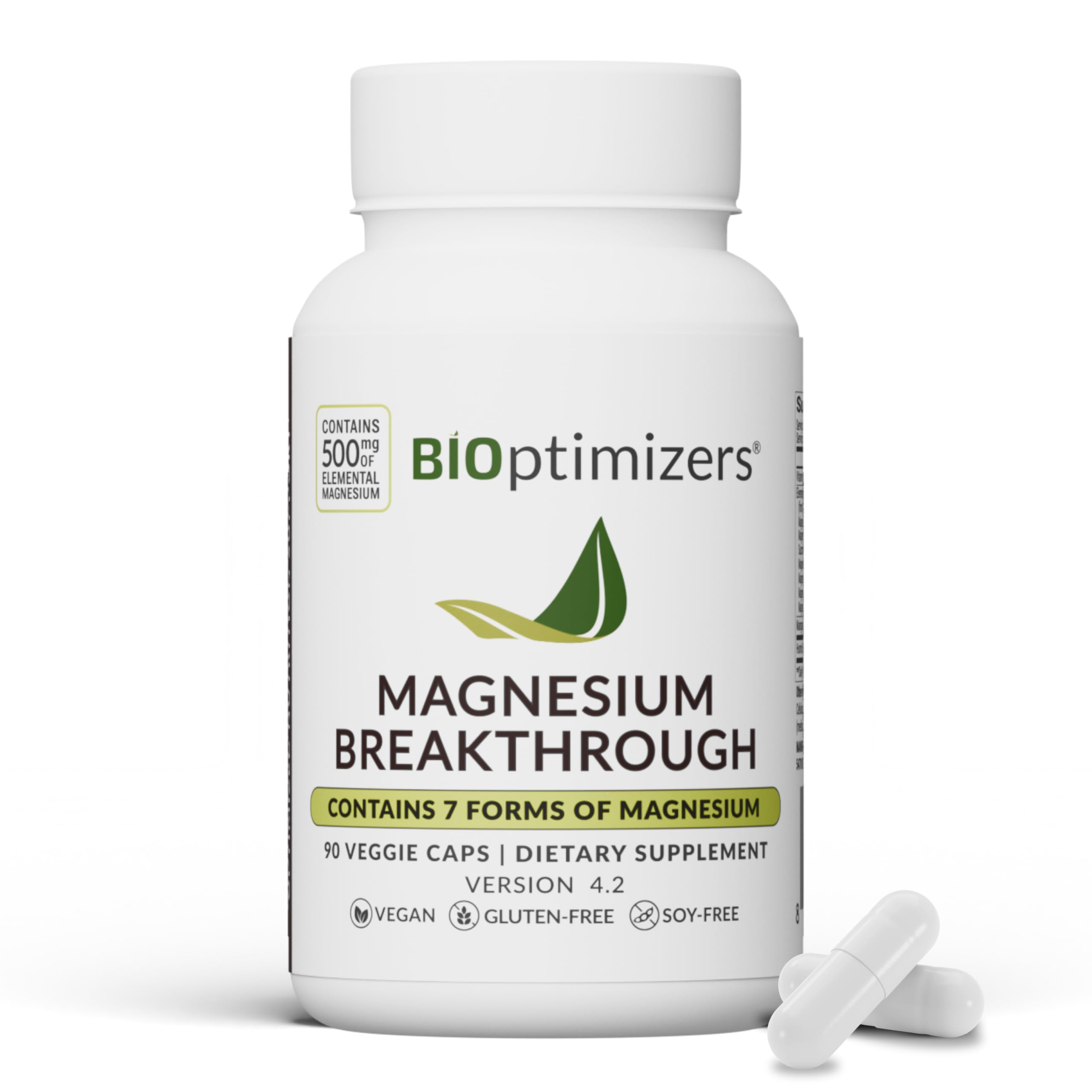 BIOptimizers Magnesium Breakthrough bottle pour showing easy daily dosing for restful sleep.