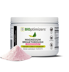 BiOptimizers Magnesium Breakthrough bottle in Raspberry Lemon flavor for restful nights