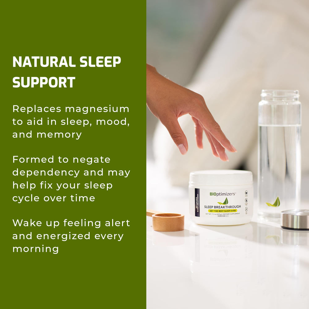 BIOptimizers Sleep Breakthrough 2.0 glass with mixed powder for a smooth sleep drink