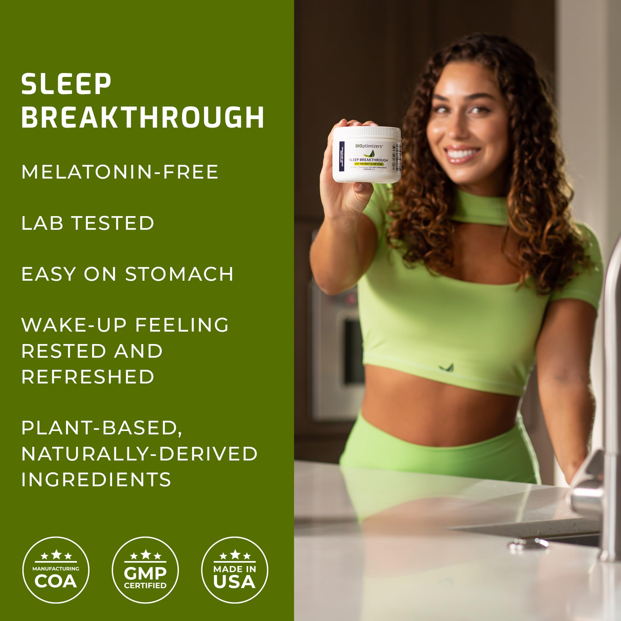BIOptimizers Sleep Breakthrough 2.0 powder scoop ready for precise bedtime dosing