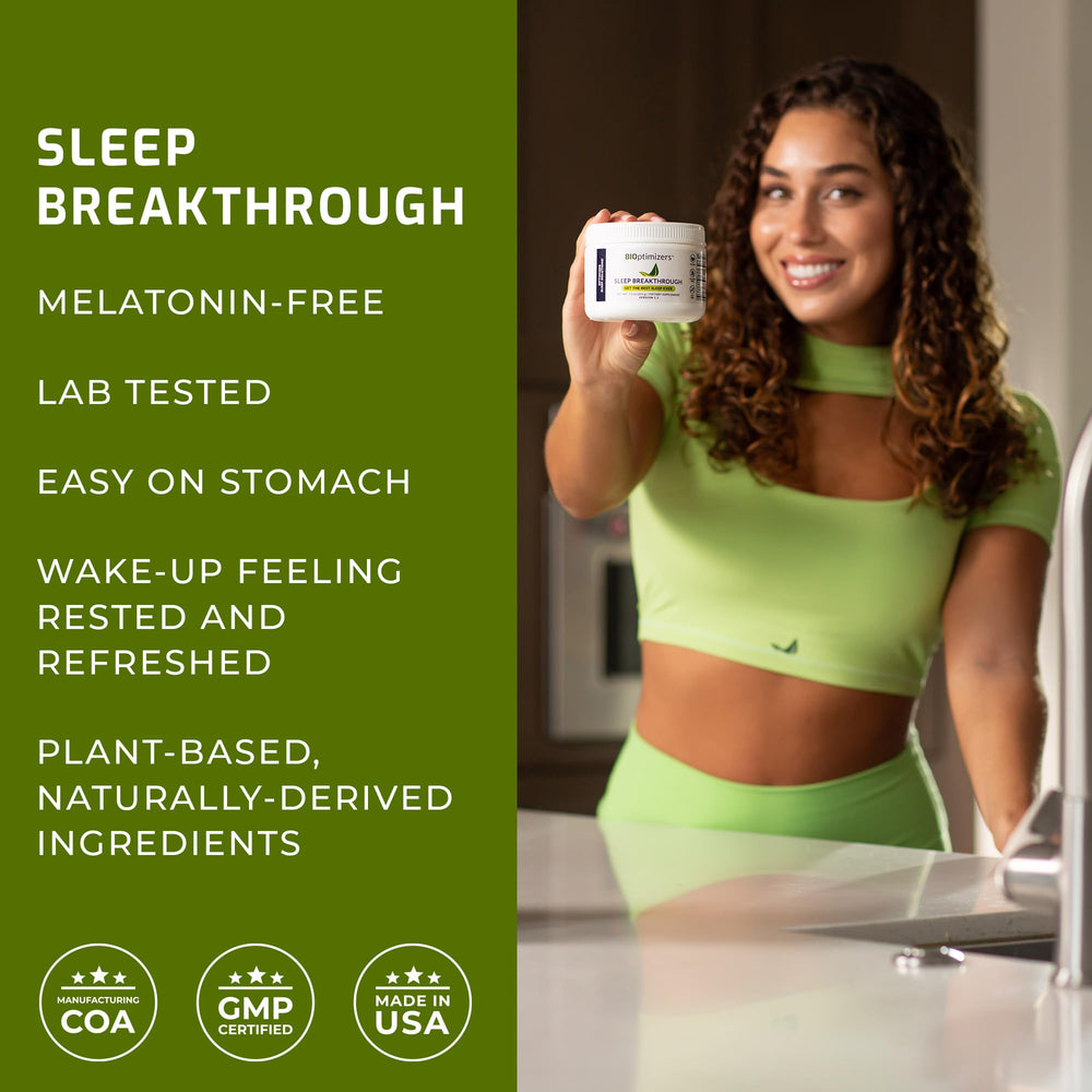 BIOptimizers Sleep Breakthrough 2.0 powder scoop ready for precise bedtime dosing