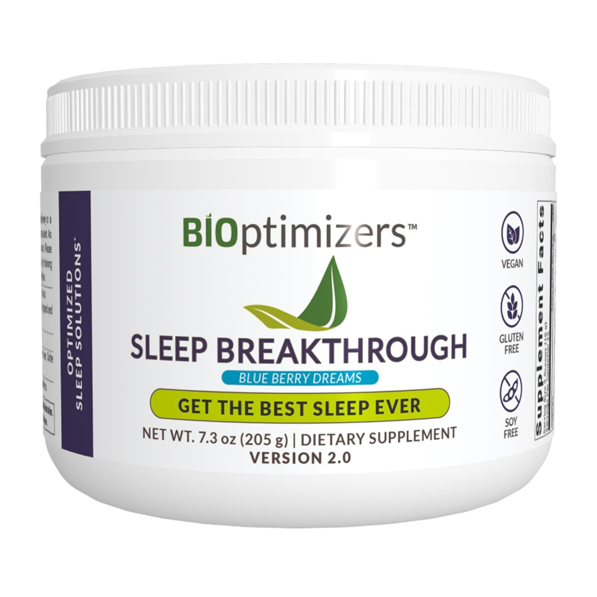 BIOptimizers Sleep Breakthrough 2.0 tub with Blueberry Dreams powder for a calming nightly ritual