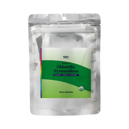 BioPure Chlorella Pyrenoidosa tablets close-up, a convenient daily superfood for vitality.