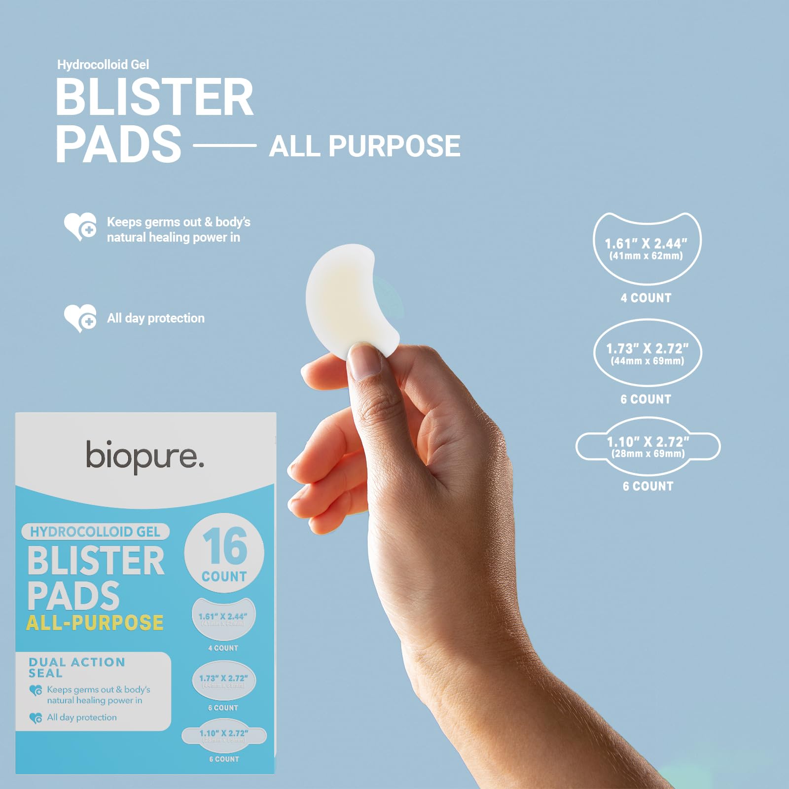 BIOPURE all-day wear pad for toes and heels on long walks