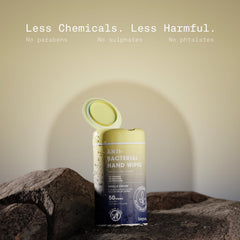 BIOPURE moisturizing wipes in vanilla scent canister suitable for travel and events