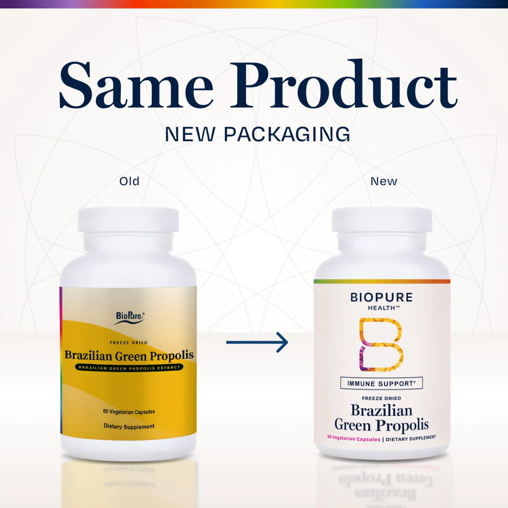 BioPure Propolis capsules close-up highlighting convenient daily immune support and gut-friendly properties.