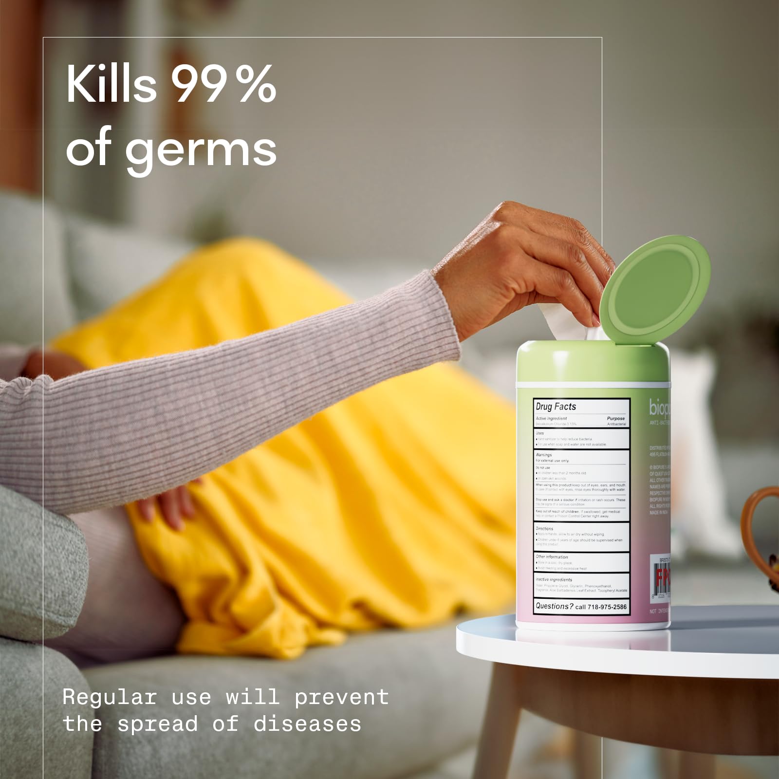 BIOPURE wipes are free from parabens, sulfates, and phthalates for gentle use.