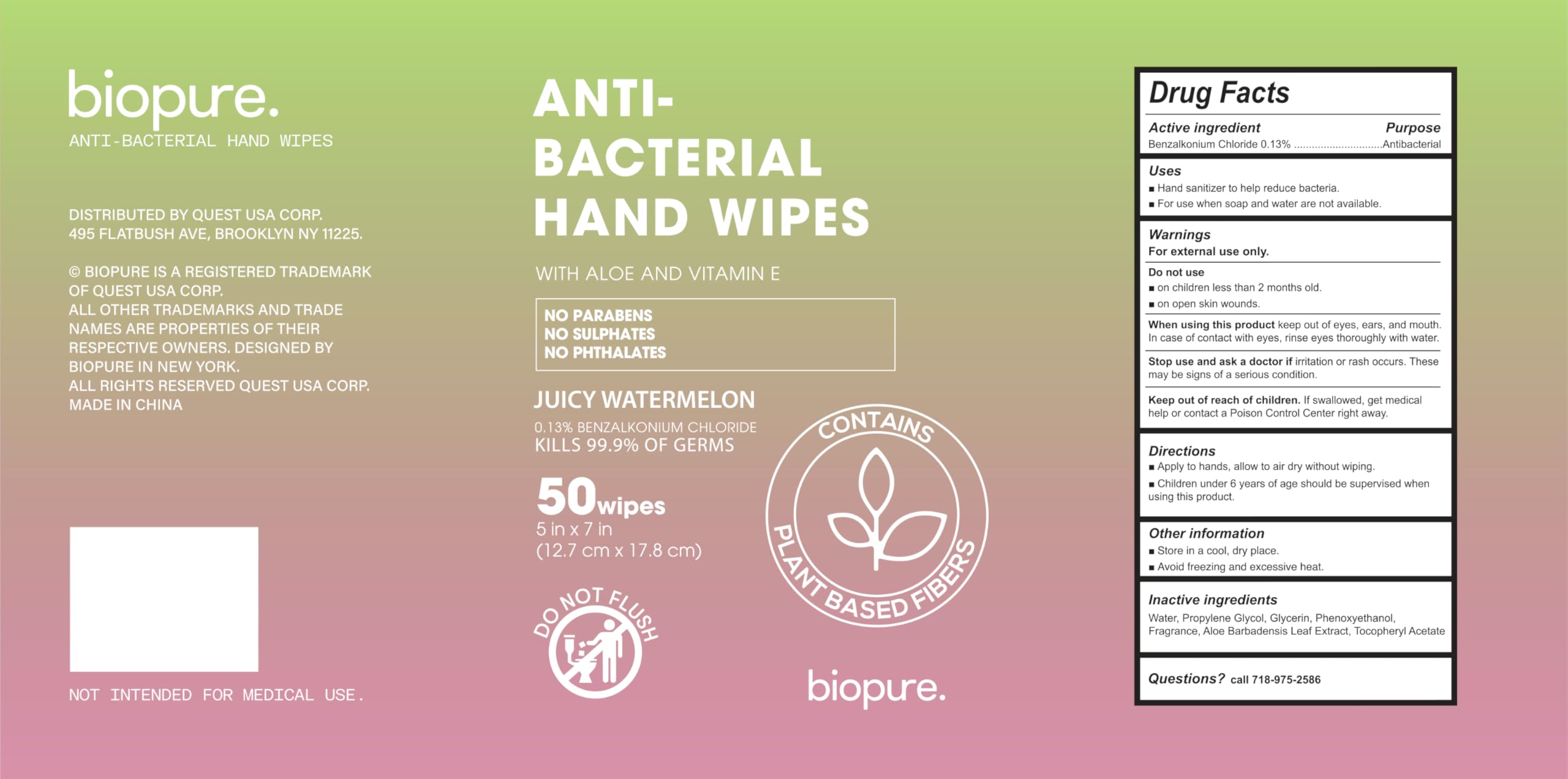 BIOPURE watermelon scent wipes offer refreshing aroma during use.